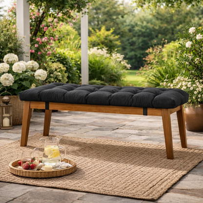 Thick Tufted Bench Seat Cushion for Indoor & Outdoor Patio Seating | Marlo