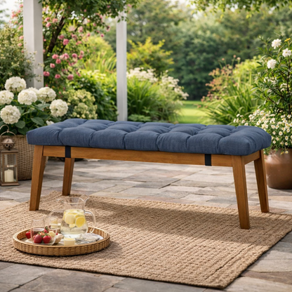 Thick Tufted Bench Seat Cushion for Indoor & Outdoor Patio Seating | Marlo