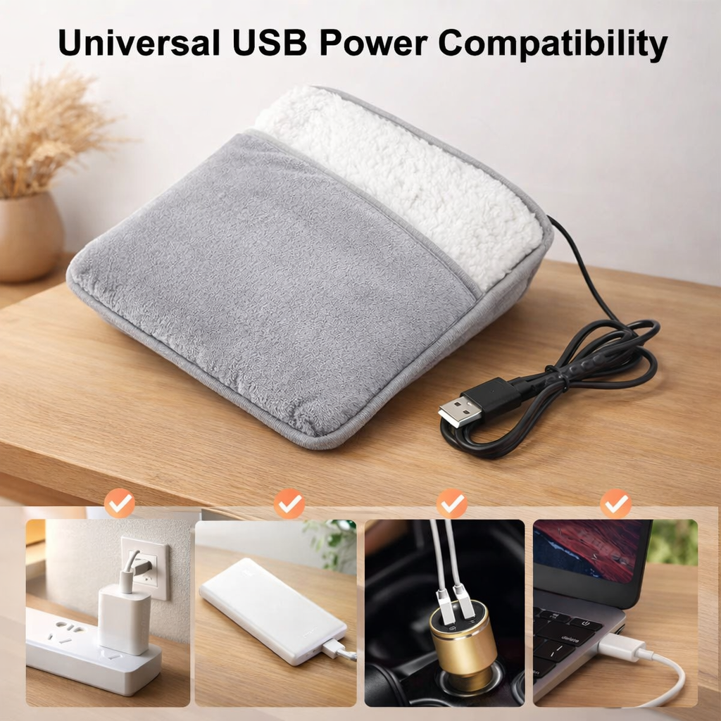 USB Heated Foot Warmer for Home & Office – Plush Electric Foot Heater | Marlo